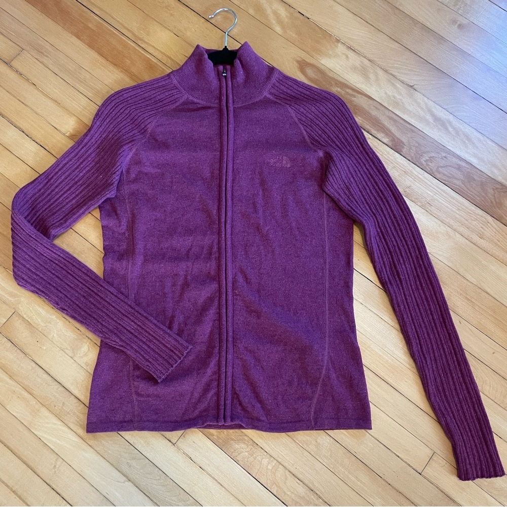 THE NORTH FACE Zip Front Mock Neck Sweater Cardigan Raglan Sleeve Base Layer